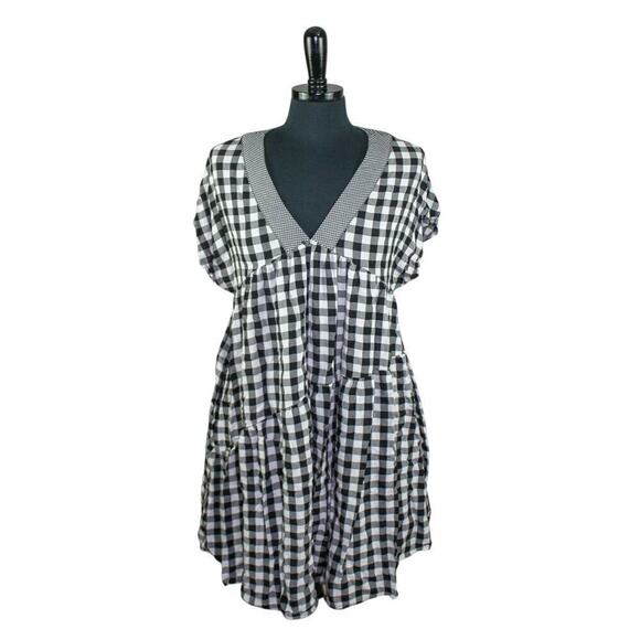 Luxology Dresses & Skirts - Luxology Gingham Babydoll Dress Black White Checked Empire Waist S